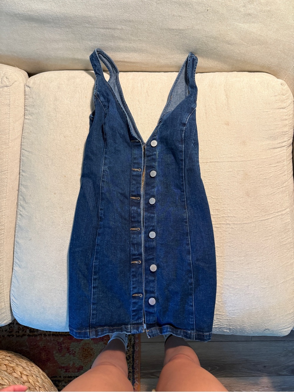 Miss Selfridge Light Blue Denim Button-Front Pinafore
